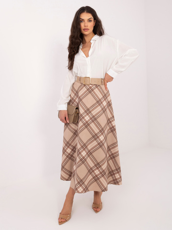 Beżowa elegancka spódnica z paskiem