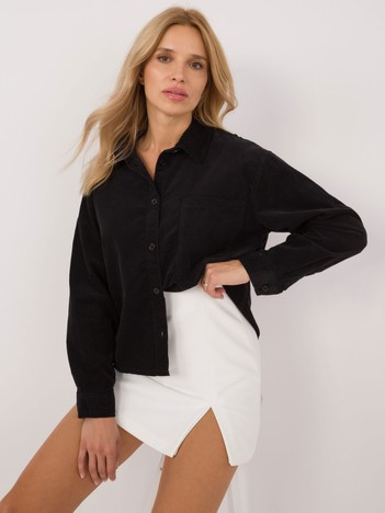 Czarna sztruksowa koszula oversize na guziki SUBLEVEL