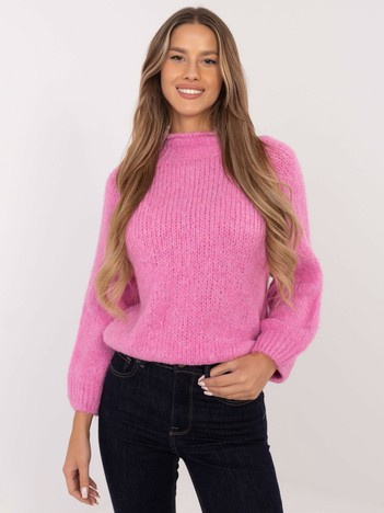 Brudnoróżowy sweter oversize z domieszką wełny