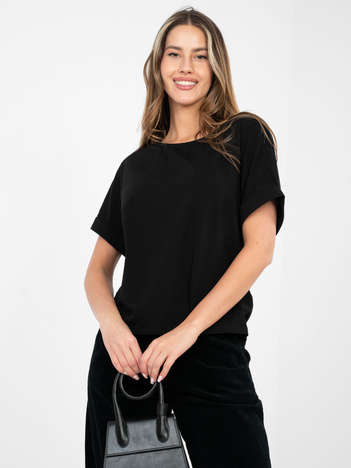 Czarna damska bluzka basic o kroju oversize RUE PARIS