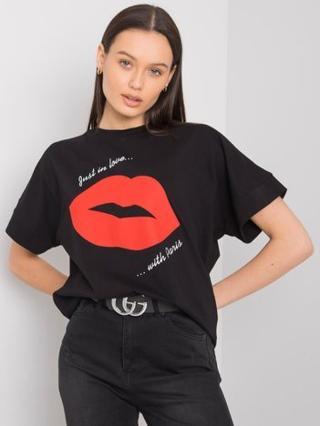 Czarny t-shirt z nadrukiem Caddie RUE PARIS