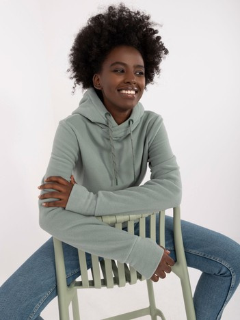 Pistacjowa damska bluza kangurka z troczkami SUBLEVEL