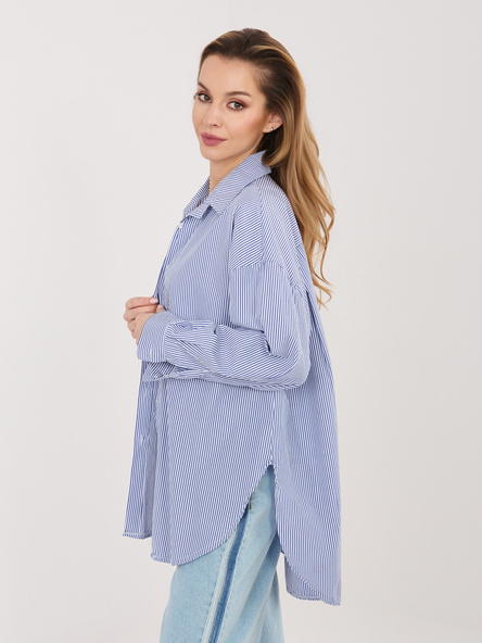 Ciemnoniebieska asymetryczna koszula z bawełny