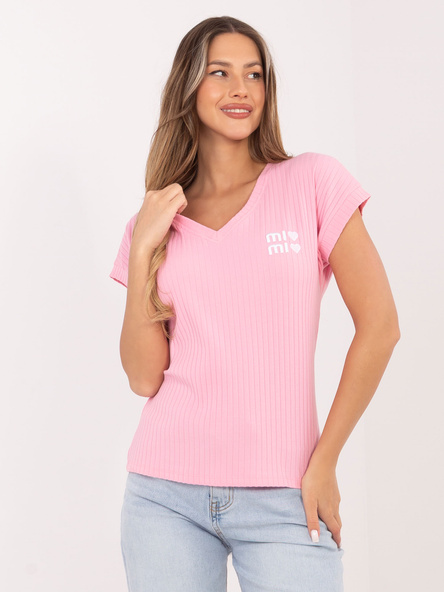Jasnoróżowa damska bluzka w szeroki prążek