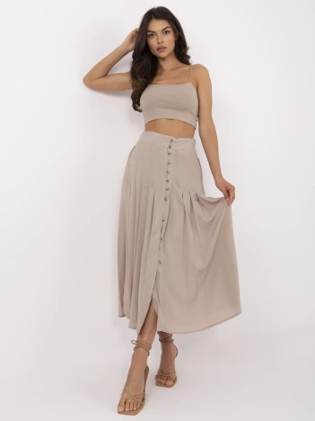 Ciemnobeżowa plisowana spódnica na lato SUBLEVEL