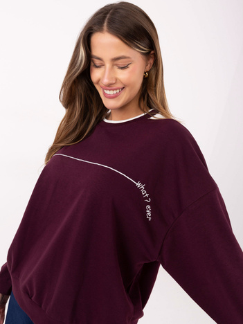 Burgundowa bluza oversize bez kaptura