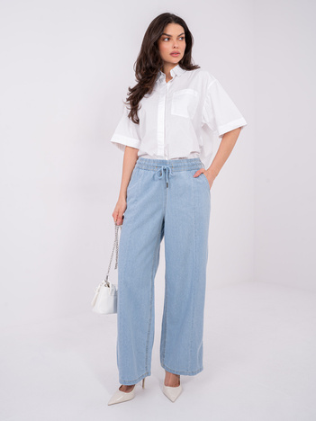 Jasnoniebieskie szerokie jeansy z wiązaniem SUBLEVEL