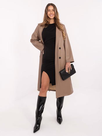 Czarna elegancka sukienka z rozcięciem RUE PARIS