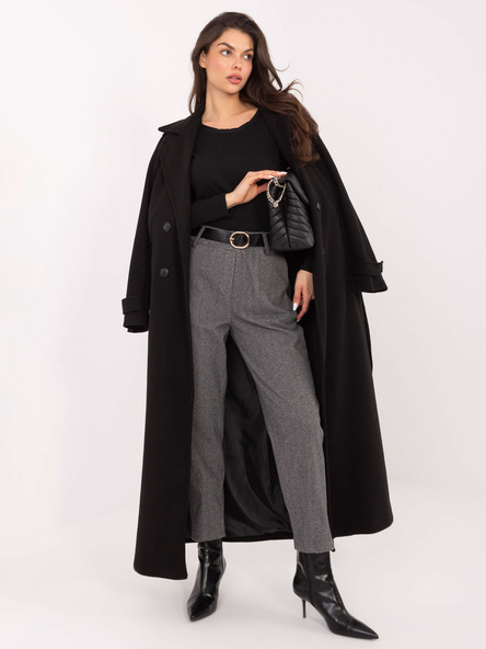 Ciemnoszare eleganckie spodnie w jodełkę RUE PARIS