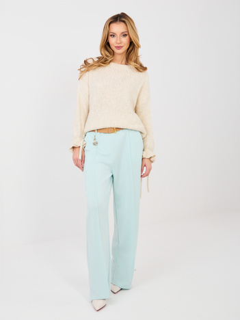 Pastelowe miętowe spodnie z przeszyciami RUE PARIS