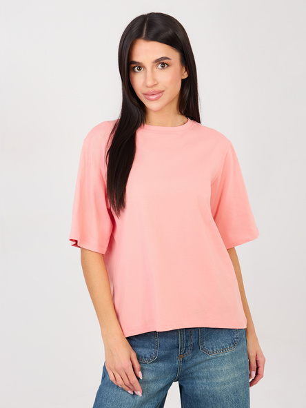 Brzoskwiniowy t-shirt o luźnym kroju RUE PARIS