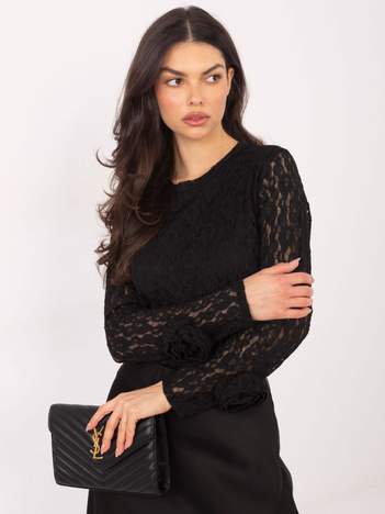 Czarna elegancka bluzka z koronki