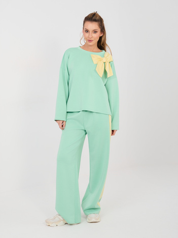 Pistacjowy casualowy komplet z miękkiego materiału RUE PARIS