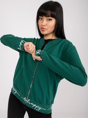 Ciemnozielona damska bluza bomberka z bawełny