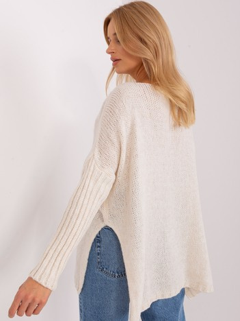 Ecru sweter oversize z warkoczowym splotem Tiffianie OCH BELLA