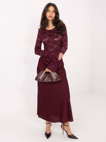 Burgundowe eleganckie body z koronki
