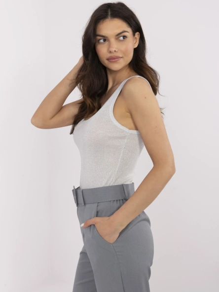 Szary dopasowany top w prążek