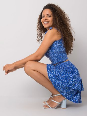 Niebieska spódnica z falbaną Angelou RUE PARIS