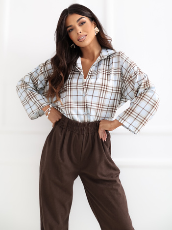 Jasnoniebieska damska koszula z rękawem 7/8