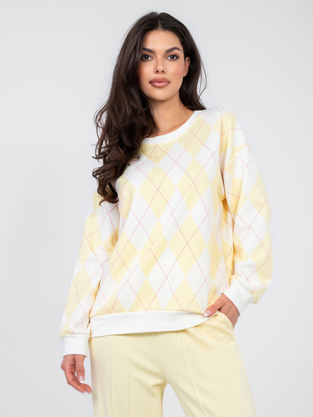 Pastelowa żółta bluza w geometryczne wzory