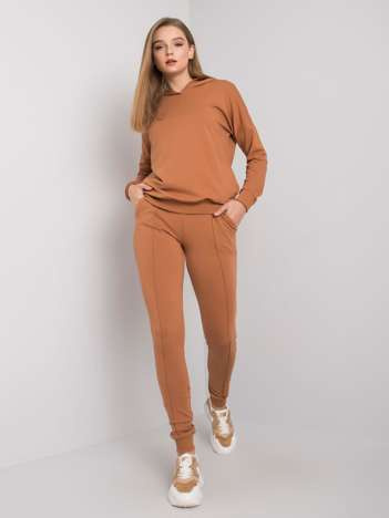 Jasnobrązowy komplet dresowy z bluzą i spodniami Cristine