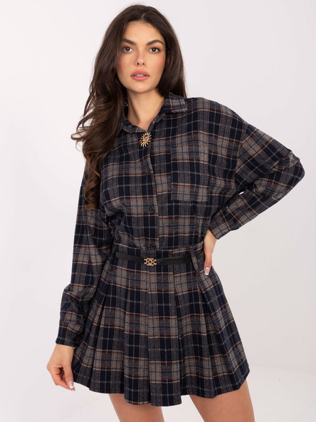 Granatowa mini spódnica z paskiem