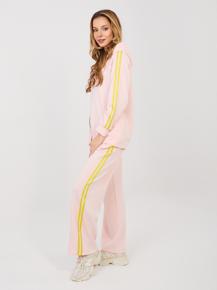 Jasnoróżowe dresowe spodnie z lampasami RUE PARIS