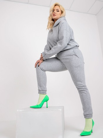 Szary melanżowy dresowy komplet plus size z kieszeniami