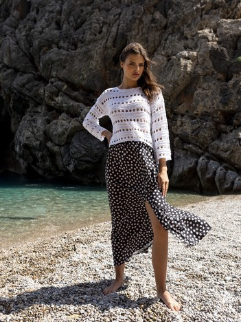 Czarna asymetryczna spódnica midi z wysokim stanem RUE PARIS