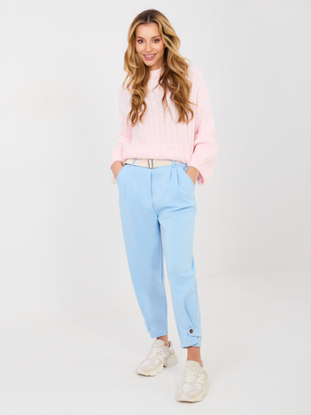 Jasnoniebieskie damskie spodnie ze zwężaną nogawką
