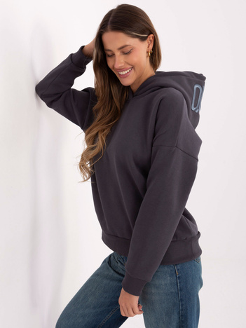Grafitowa damska bluza oversize z kapturem
