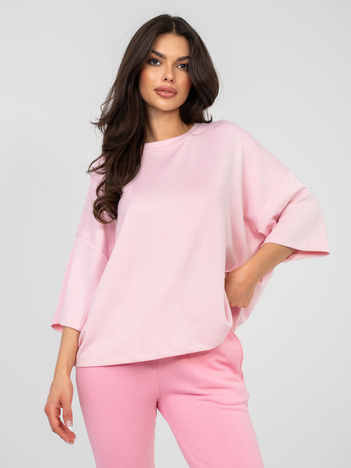 Pastelowa różowa bluzka basic z krótkim rękawem RUE PARIS