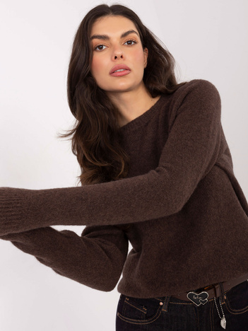 Brązowy damski sweter z domieszką alpaki
