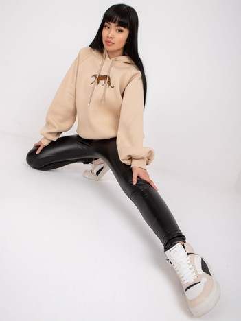 Jasnobeżowa dresowa bluza oversize z kapturem Peggy