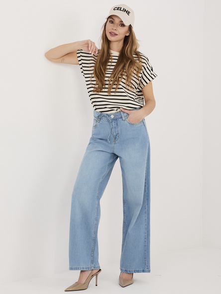 Niebieskie szerokie jeansy z wiązaniem SUBLEVEL