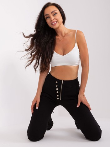 Czarne damskie spodnie dresowe z guzikami