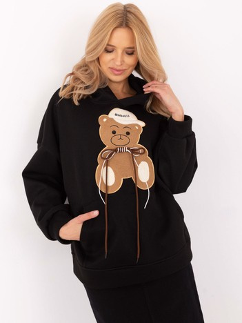 Czarna damska bluza kangurka z kapturem