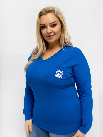 Kobaltowa casualowa bluzka plus size z modalu