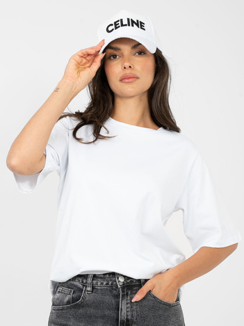 Biały damski t-shirt basic z bawełny RUE PARIS