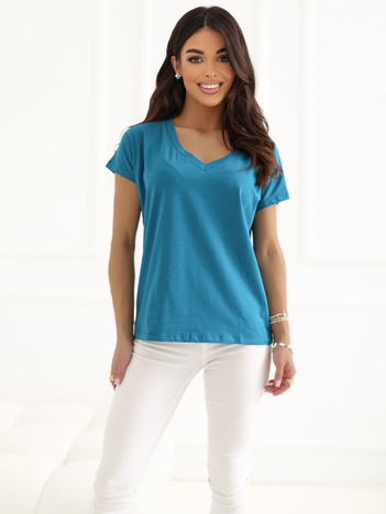 Morski klasyczny t-shirt basic z bawełny Emory