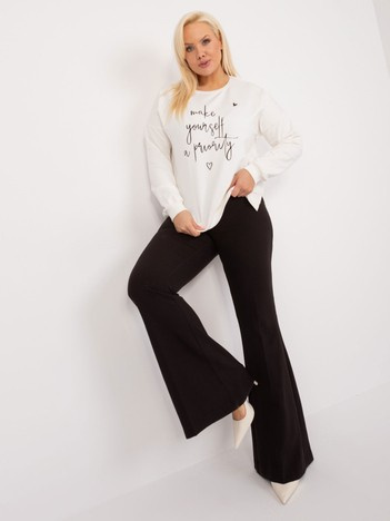 Ecru bawełniana bluzka plus size z napisem