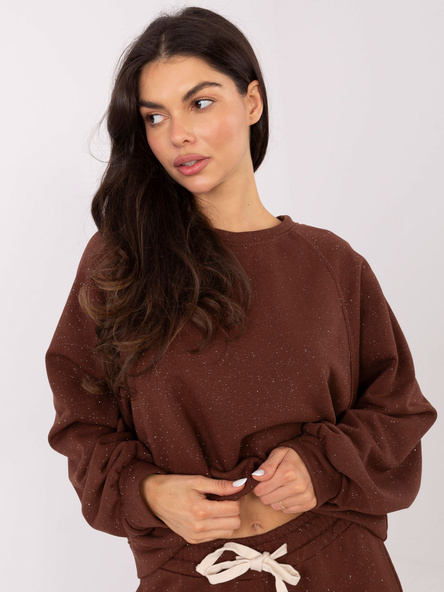 Brązowa brokatowa bluza od kompletu