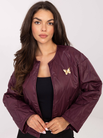 Bordowa przejściowa kurtka bez zapięcia RUE PARIS