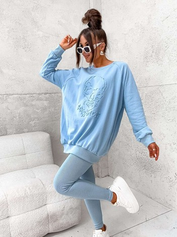 Jasnoniebieski damski komplet dresowy z naszywką