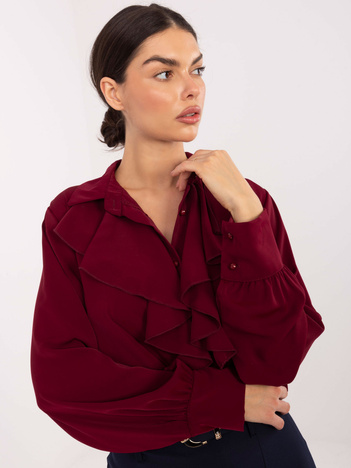 Bordowa damska koszula z ozdobnymi guzikami