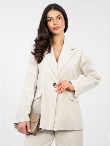 Jasnobeżowa sztruksowa marynarka od kompletu RUE PARIS