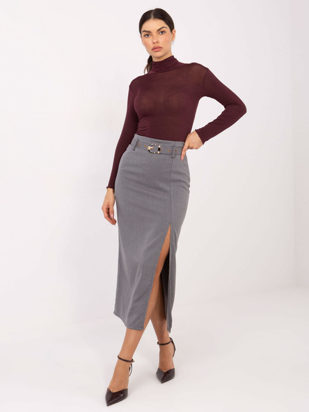 Szara garniturowa spódnica z paskiem RUE PARIS