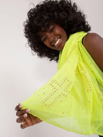 Fluo żółta damska chusta z marszczeniem