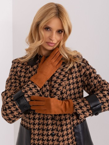 Jasnobrązowe eleganckie rękawiczki damskie