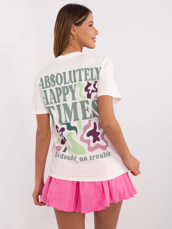 Biały damski t-shirt z napisami SUBLEVEL